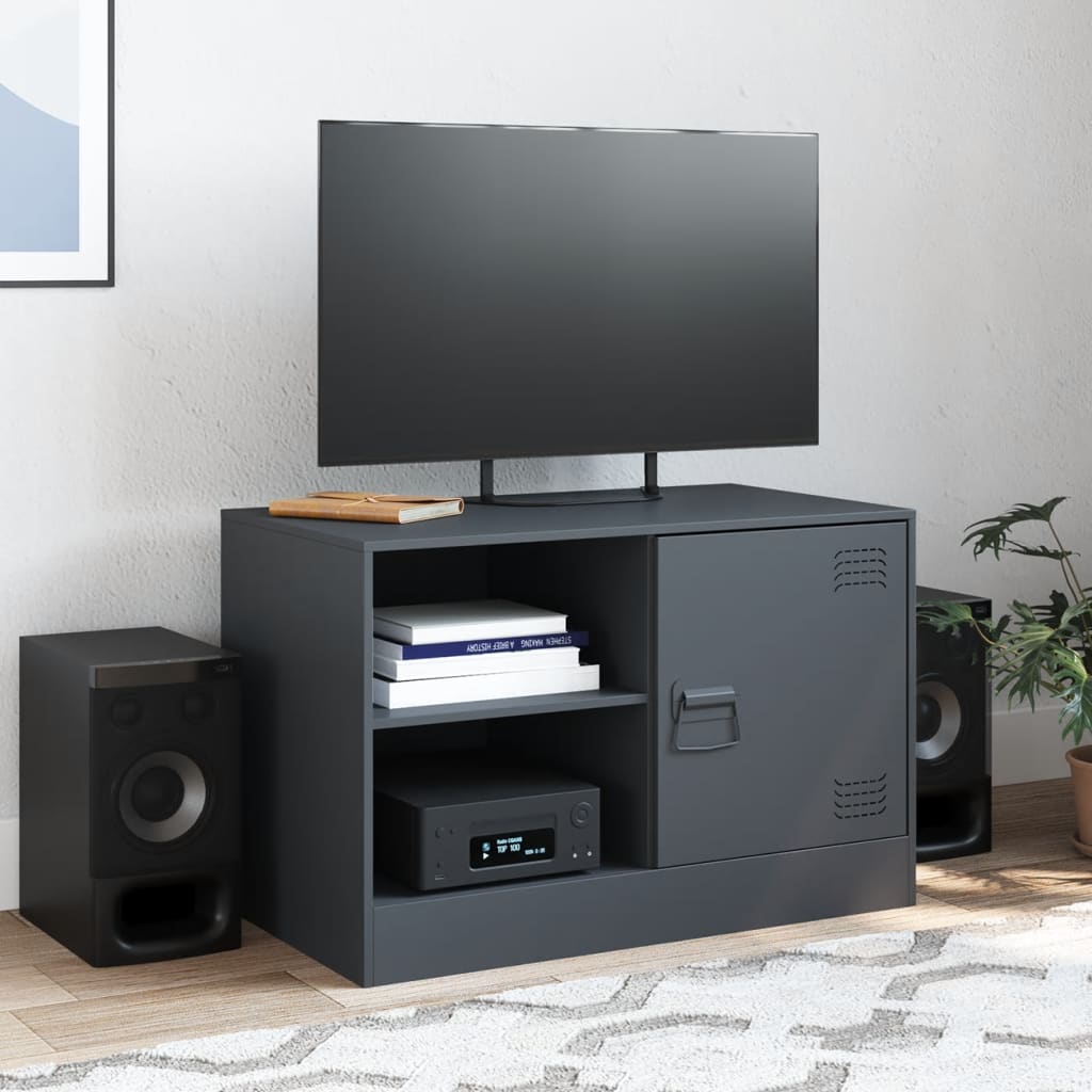 tv-bord 67x39x44 cm stål antracitgrå