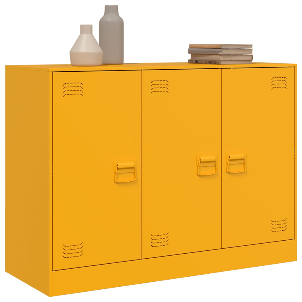 skænk 99x39x73 cm stål sennepsgul