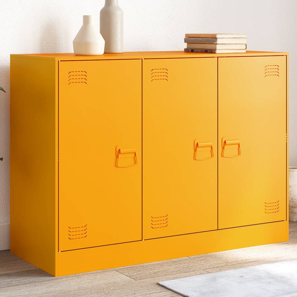 skænk 99x39x73 cm stål sennepsgul