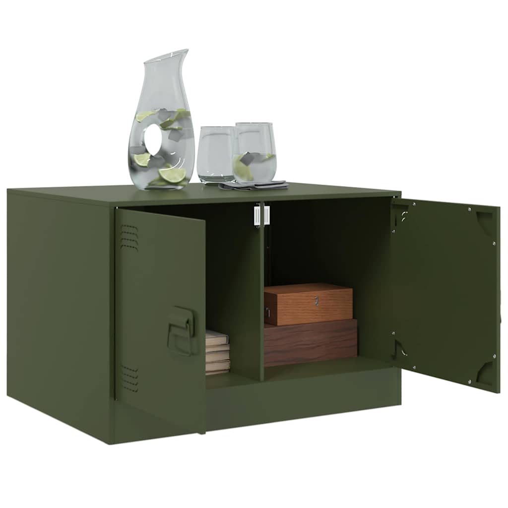 sofabord 67x50x44 cm stål olivengrøn