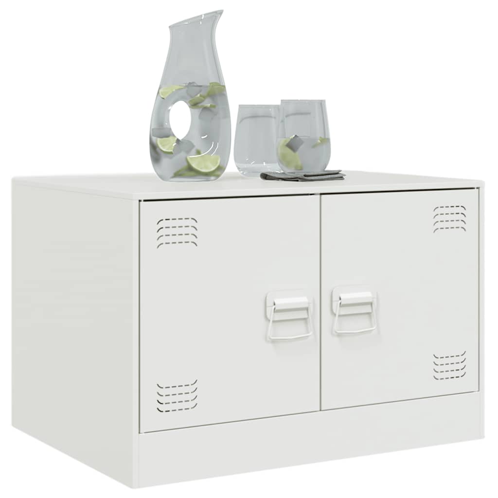 sofabord 67x50x44 cm stål hvid