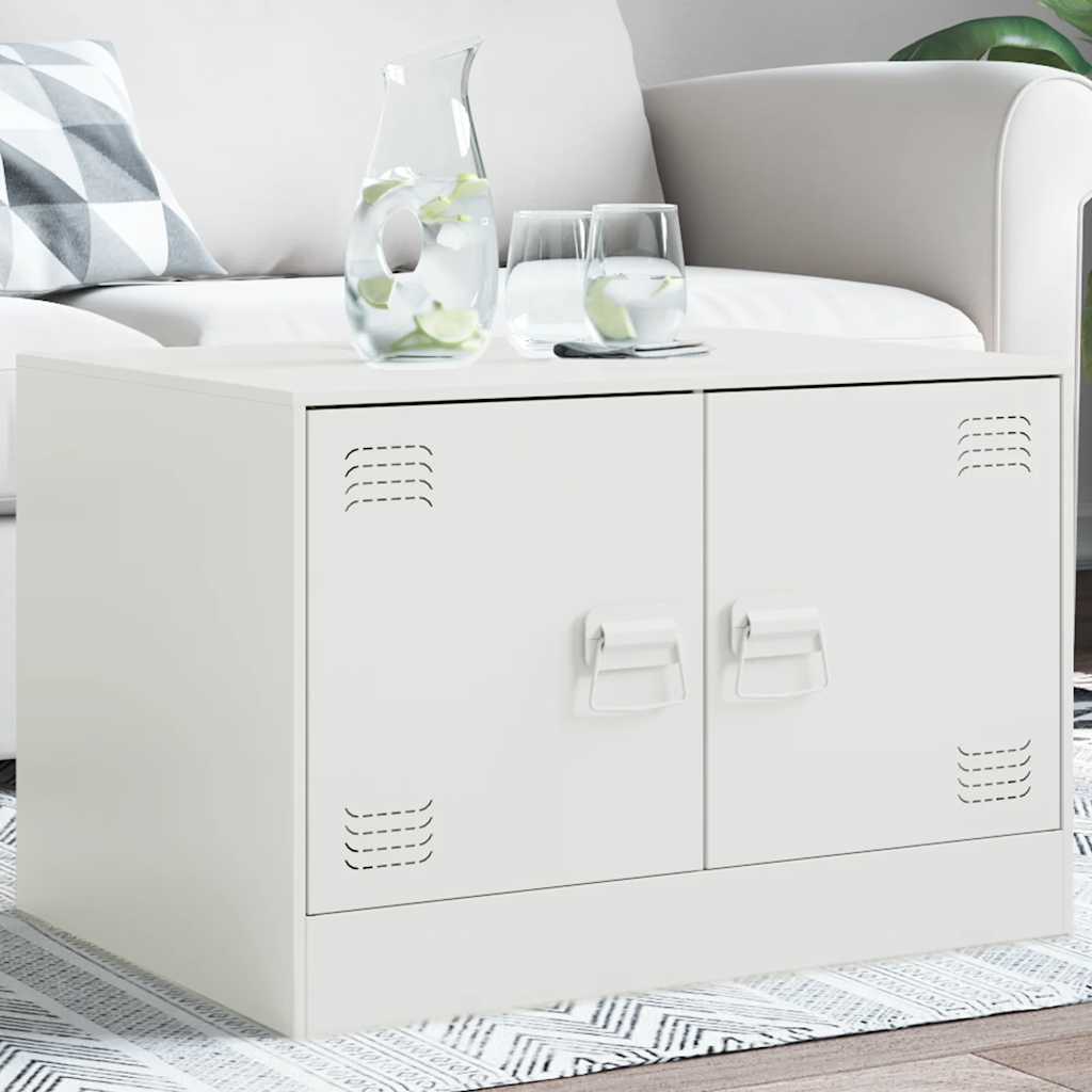 sofabord 67x50x44 cm stål hvid