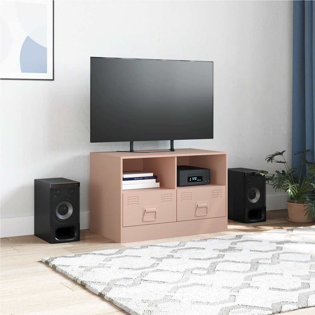 tv-bord 67x39x44 cm stål lyserød