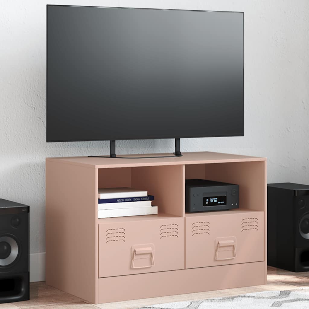 tv-bord 67x39x44 cm stål lyserød