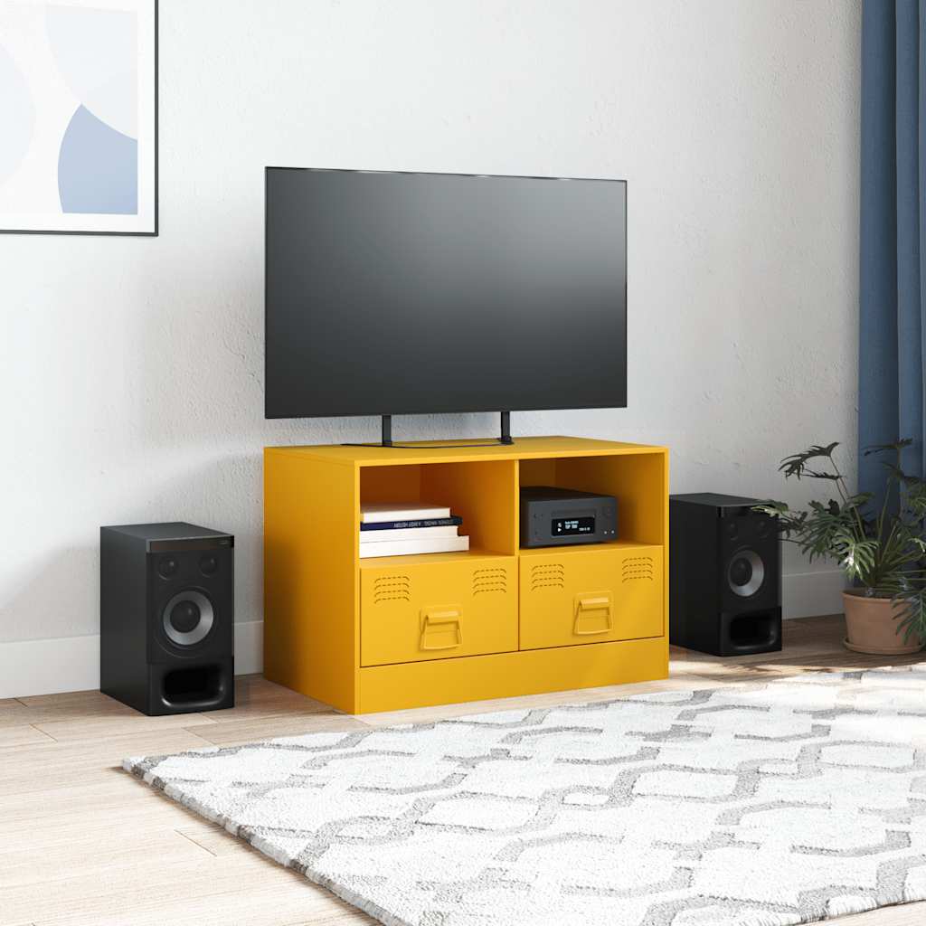 tv-bord 67x39x44 cm stål sennepsgul
