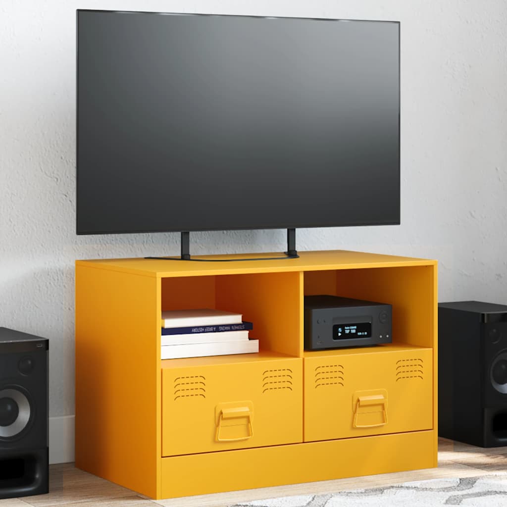 tv-bord 67x39x44 cm stål sennepsgul