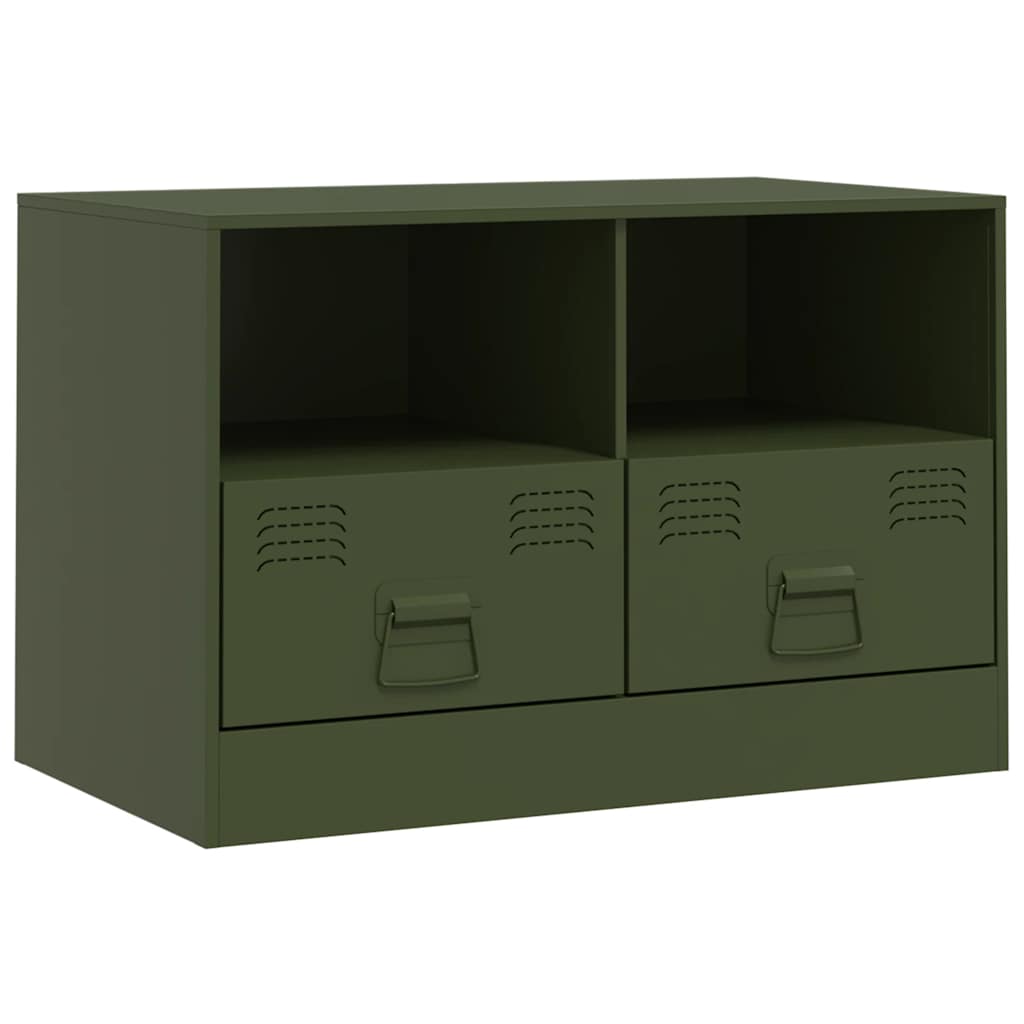 tv-bord 67x39x44 cm stål olivengrøn