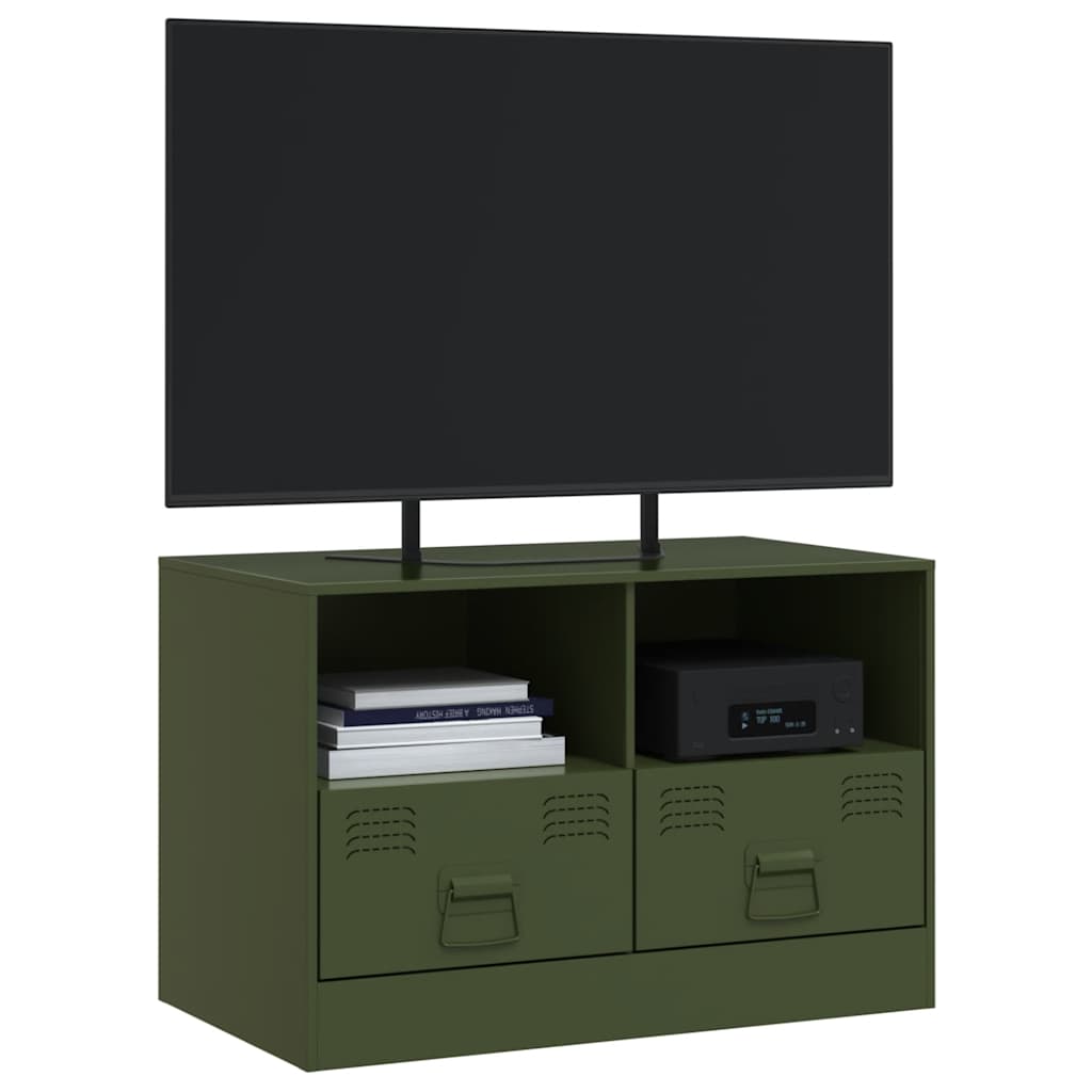 tv-bord 67x39x44 cm stål olivengrøn
