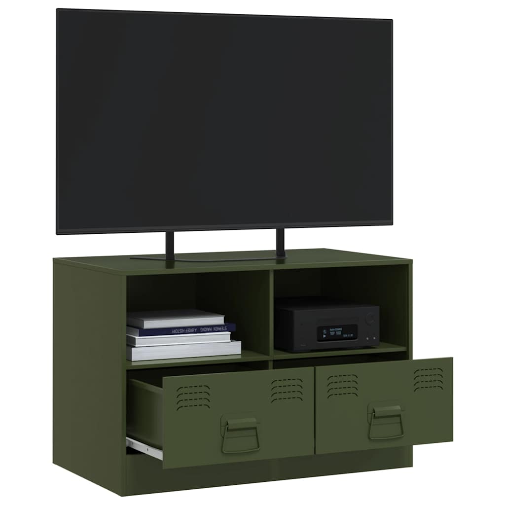 tv-bord 67x39x44 cm stål olivengrøn