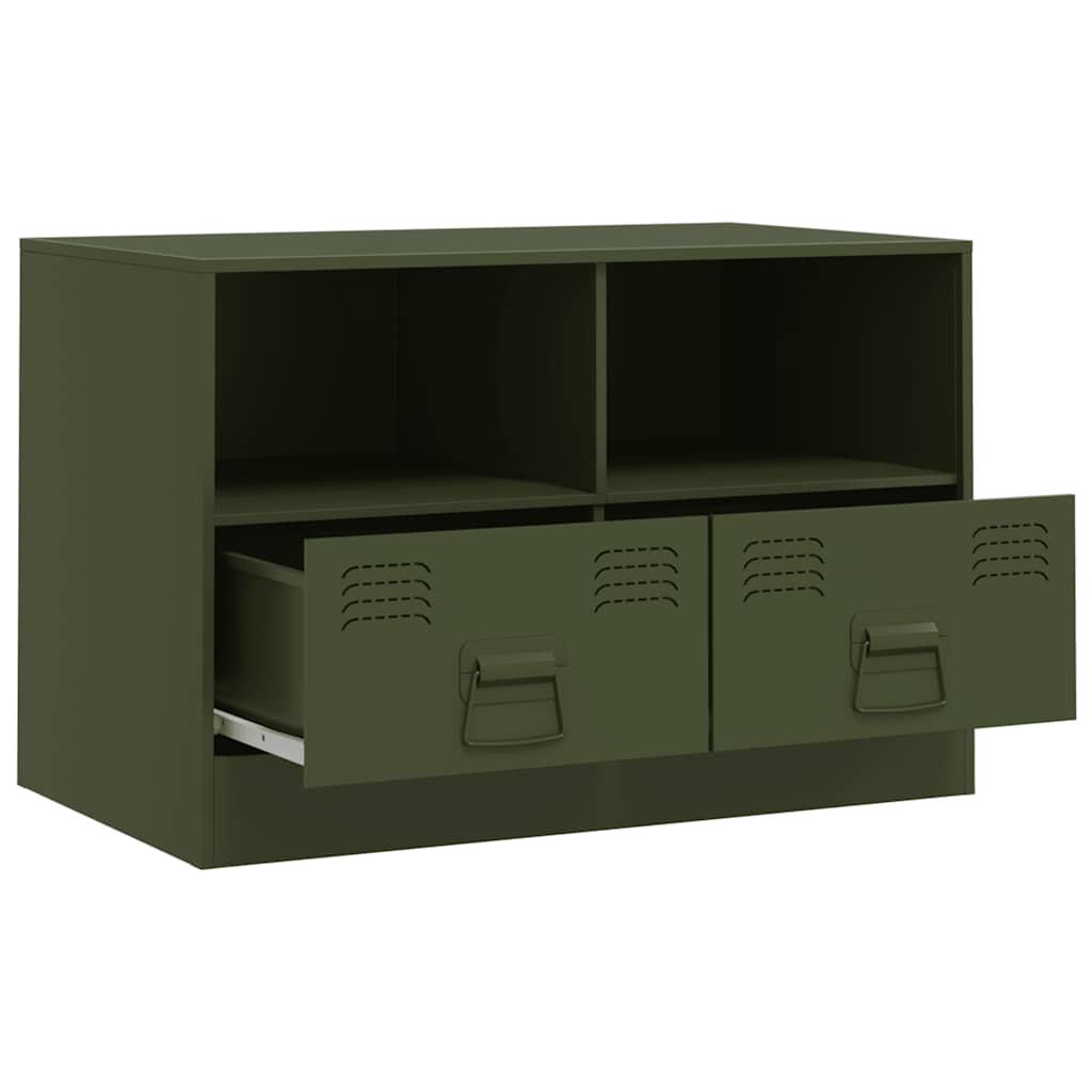 tv-bord 67x39x44 cm stål olivengrøn
