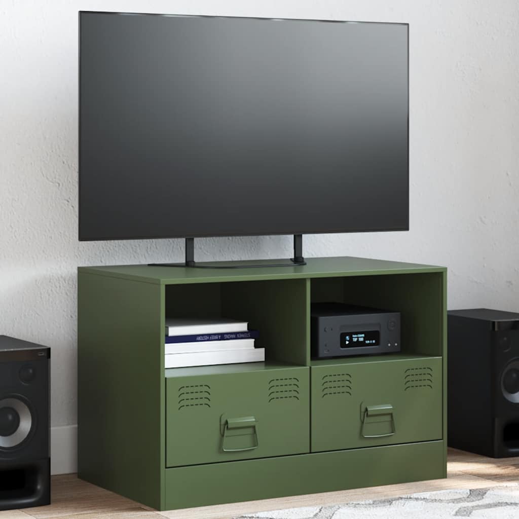 tv-bord 67x39x44 cm stål olivengrøn