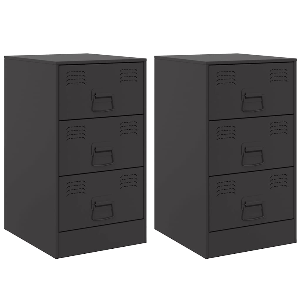 sengeborde 2 stk. 34,5x39x62 cm stål sort