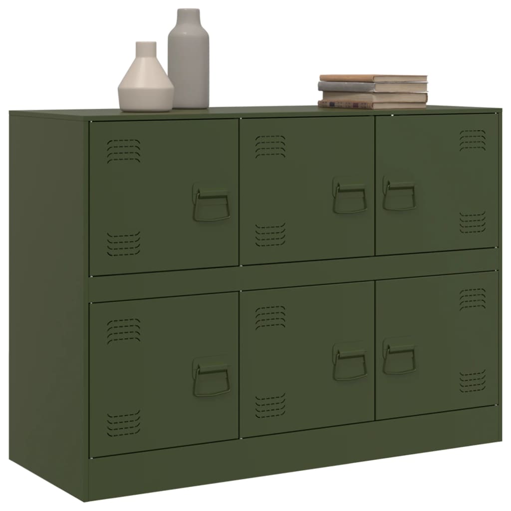 skænk 99x39x73 cm stål olivengrøn