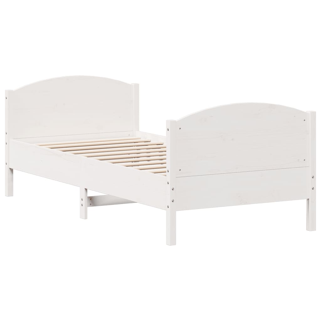 sengeramme uden madras 100x200 cm massivt fyrretræ hvid