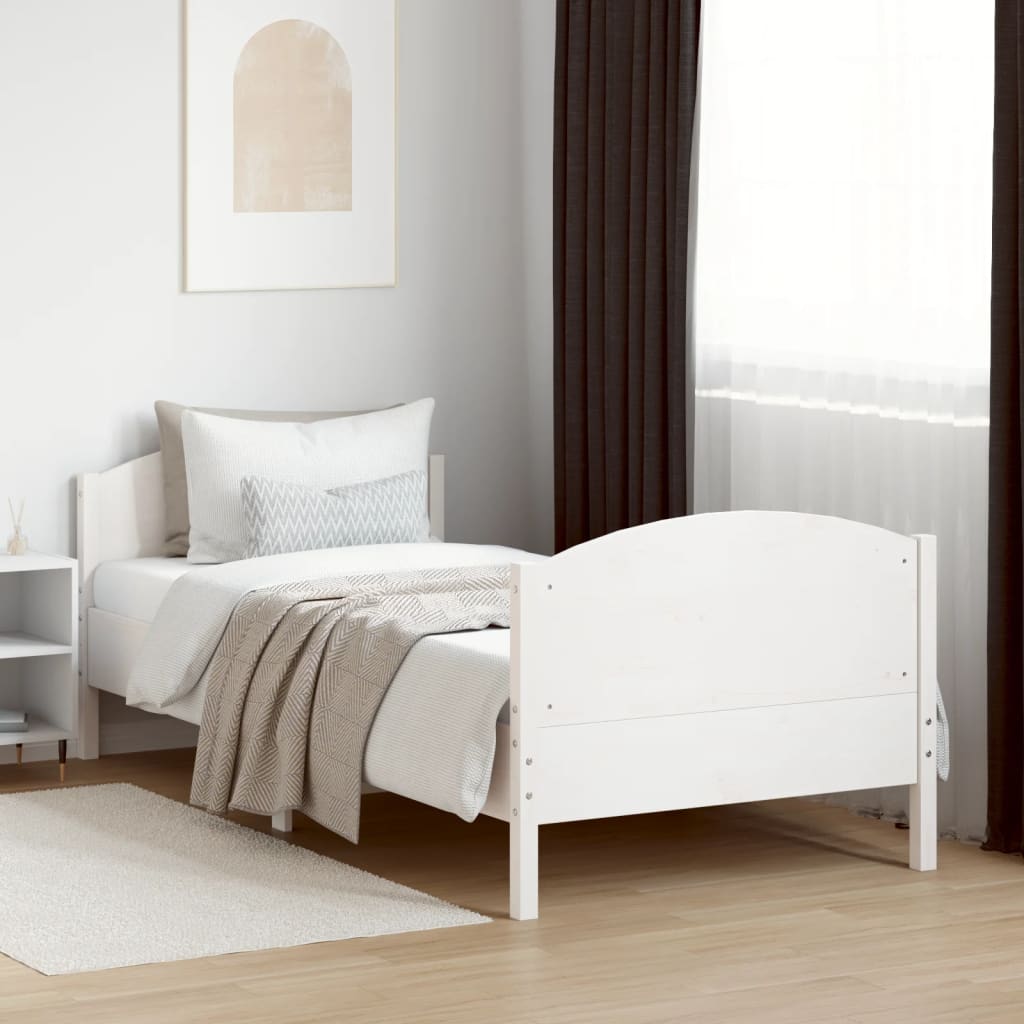 sengeramme uden madras 100x200 cm massivt fyrretræ hvid
