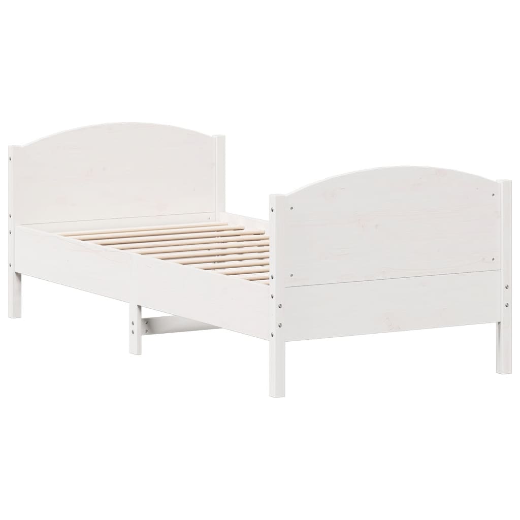 sengeramme uden madras 90x190 cm massivt fyrretræ hvid