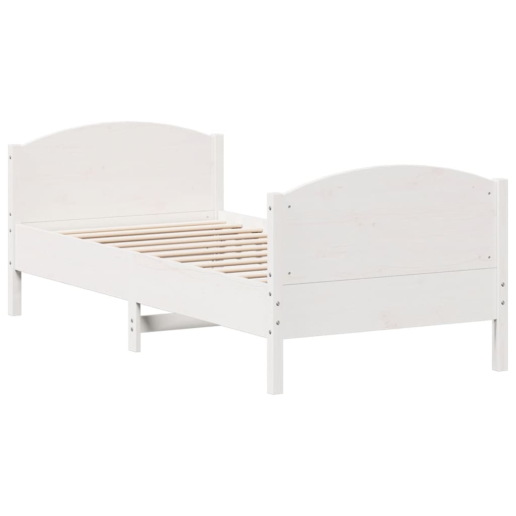sengeramme uden madras 90x190 cm massivt fyrretræ hvid