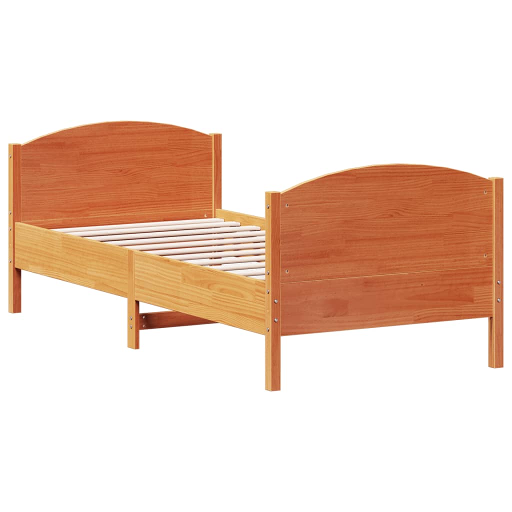 sengeramme uden madras 90x190 cm massivt fyrretræ gyldenbrun