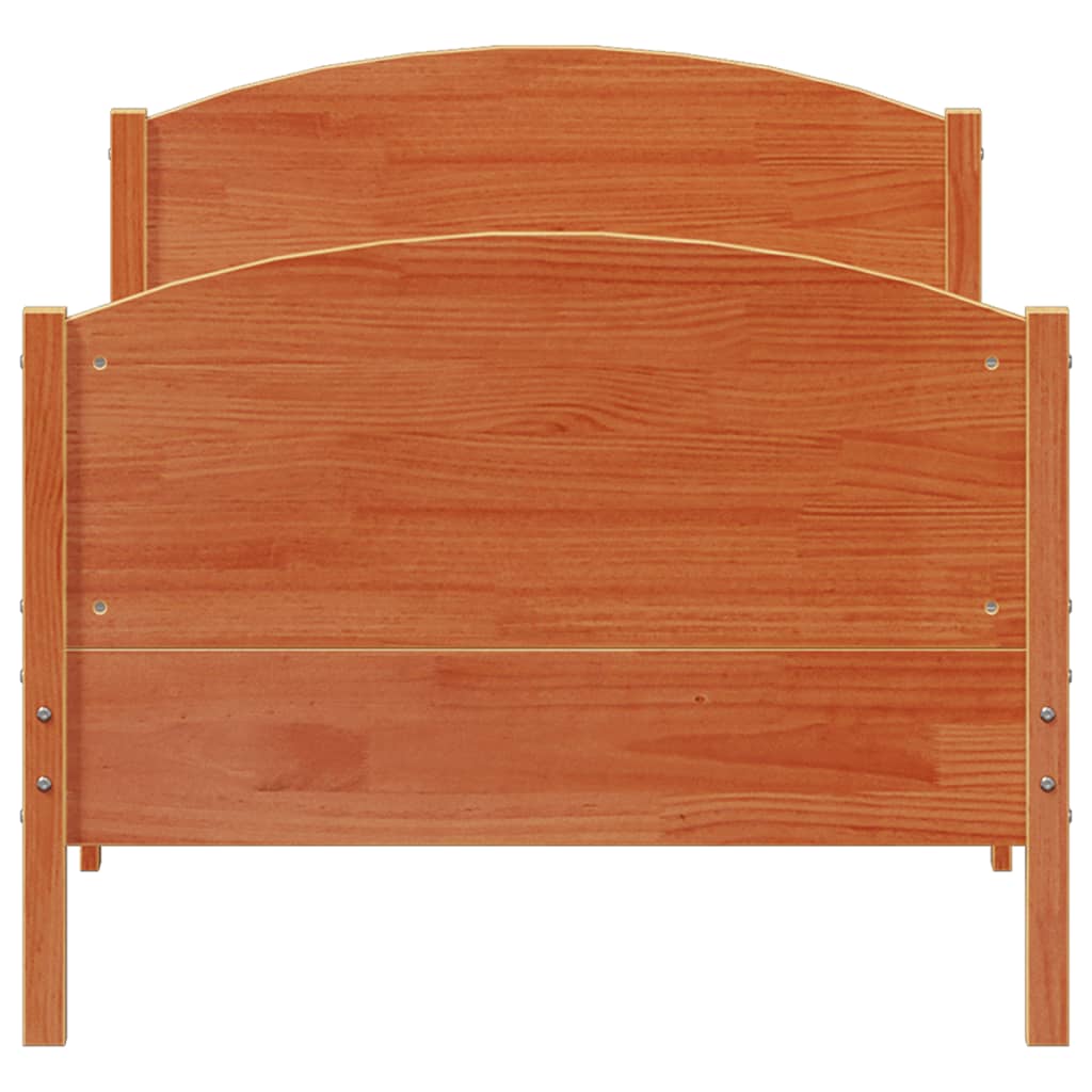 sengeramme uden madras 90x190 cm massivt fyrretræ gyldenbrun