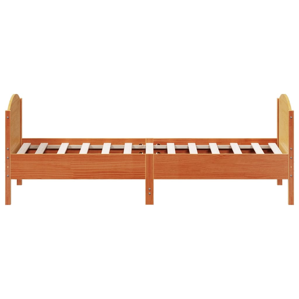 sengeramme uden madras 90x190 cm massivt fyrretræ gyldenbrun