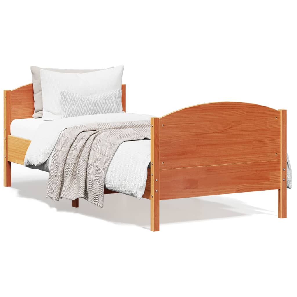sengeramme uden madras 90x190 cm massivt fyrretræ gyldenbrun