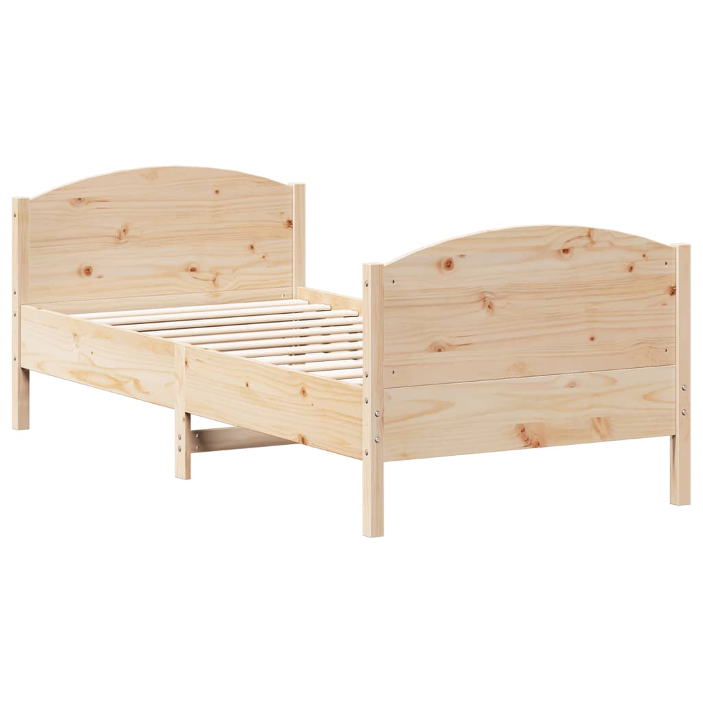 sengeramme uden madras 75x190 cm massivt fyrretræ