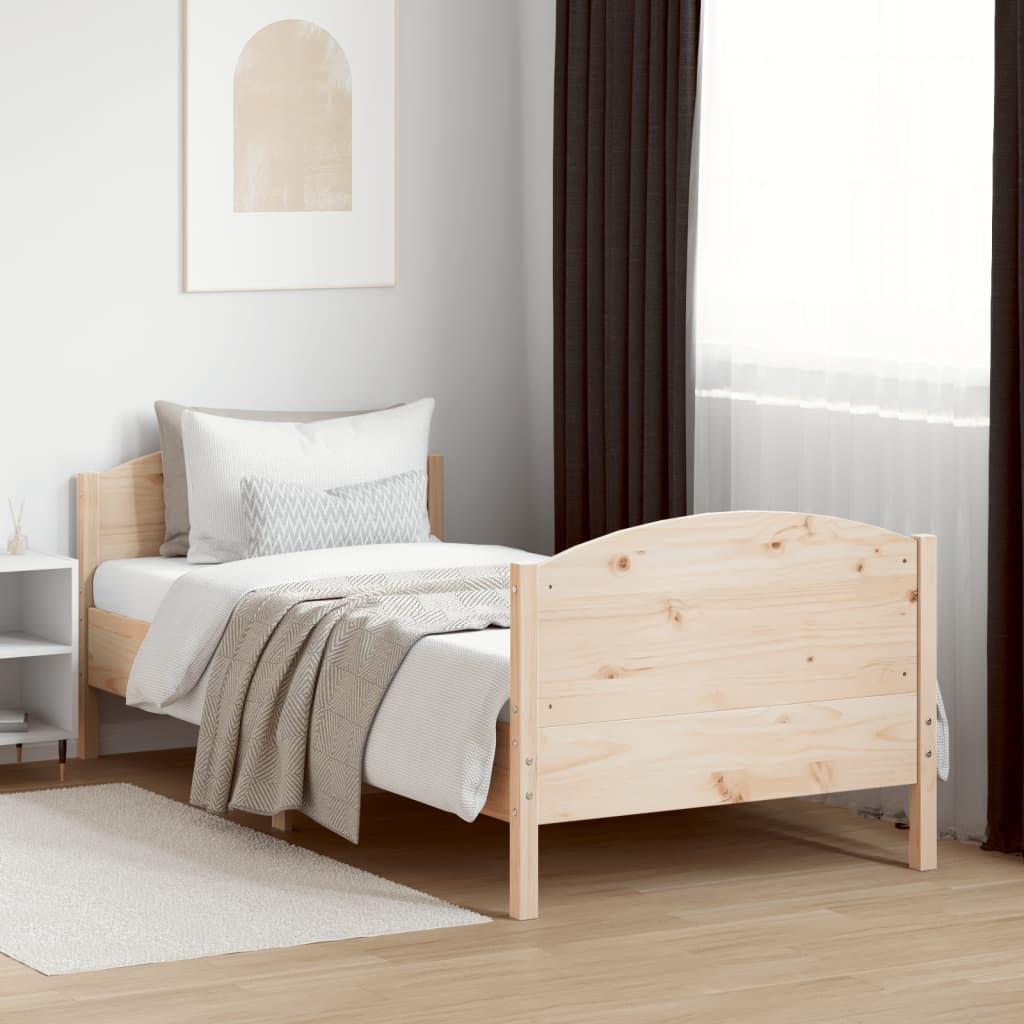 sengeramme uden madras 75x190 cm massivt fyrretræ