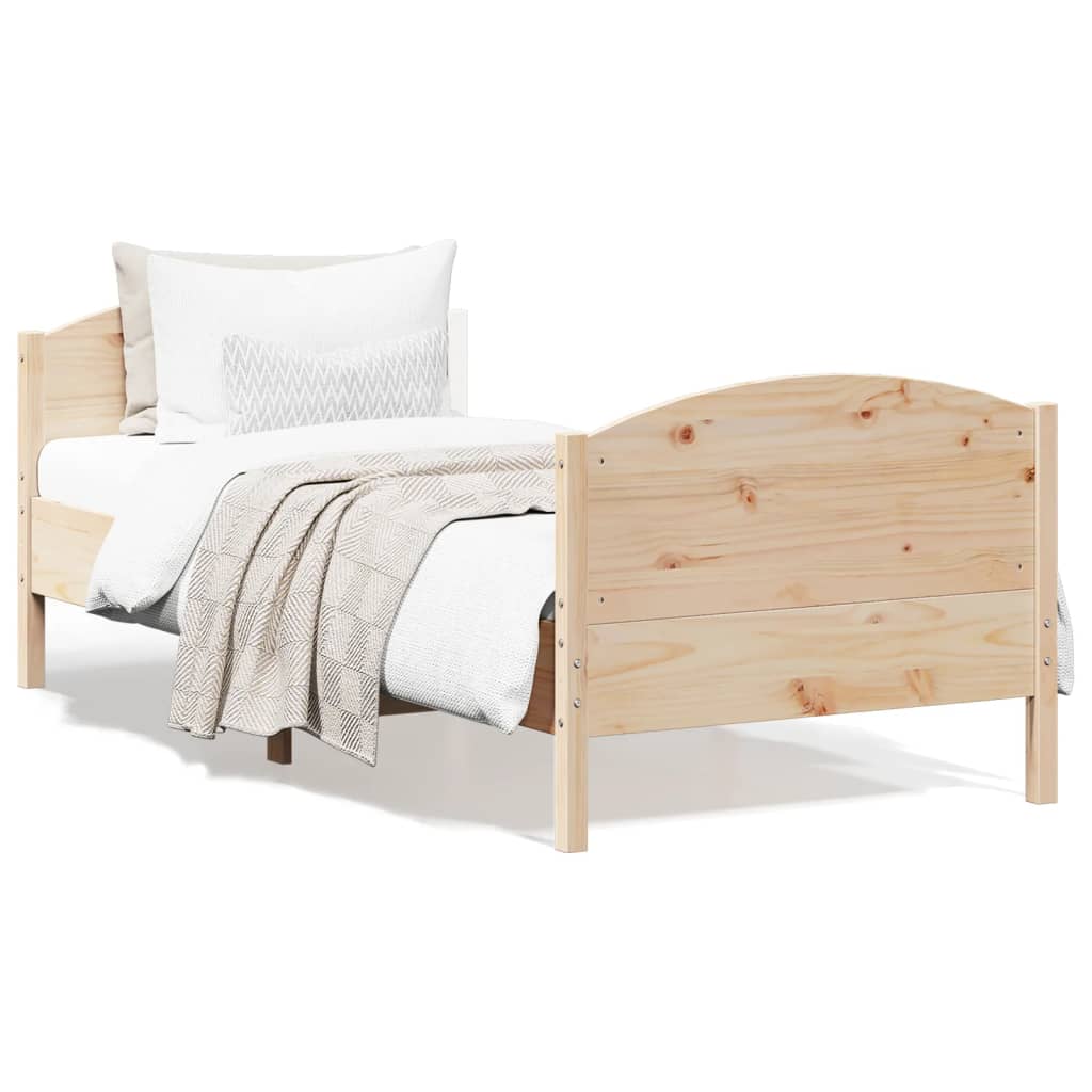 sengeramme uden madras 75x190 cm massivt fyrretræ