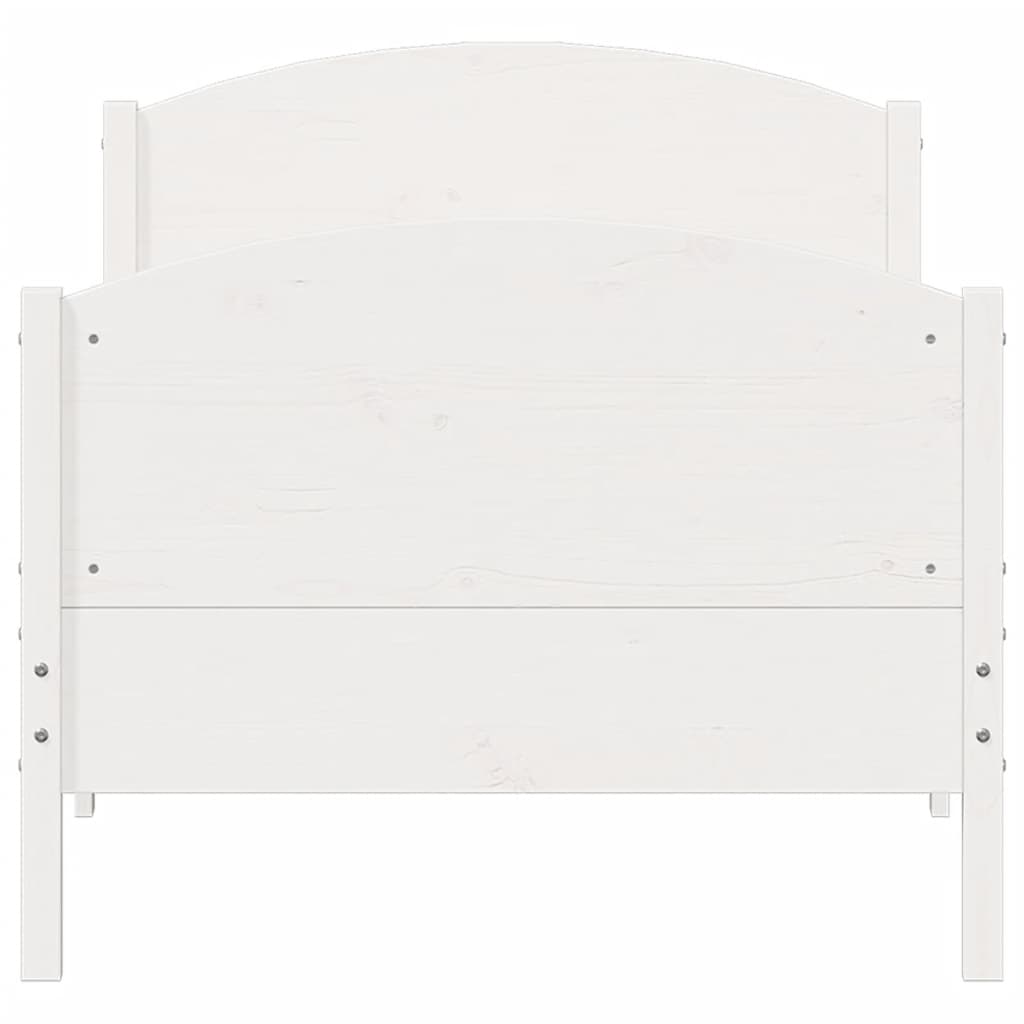 sengeramme uden madras 75x190 cm massivt fyrretræ hvid