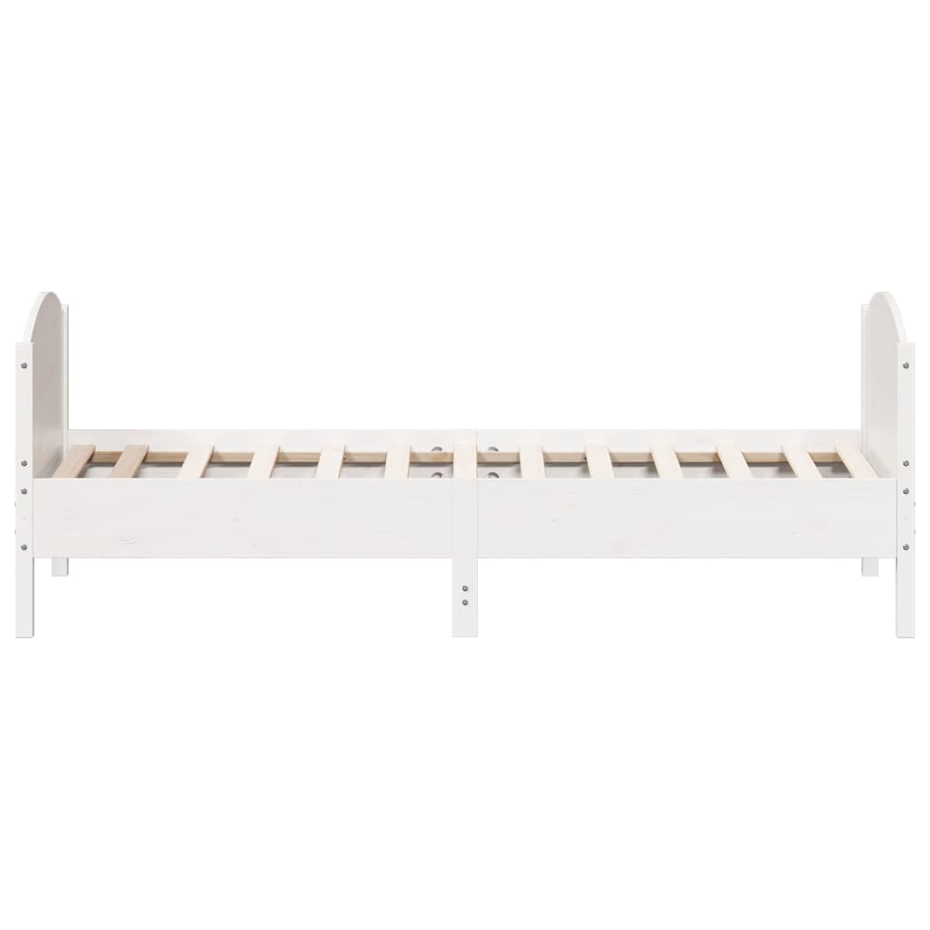 sengeramme uden madras 75x190 cm massivt fyrretræ hvid