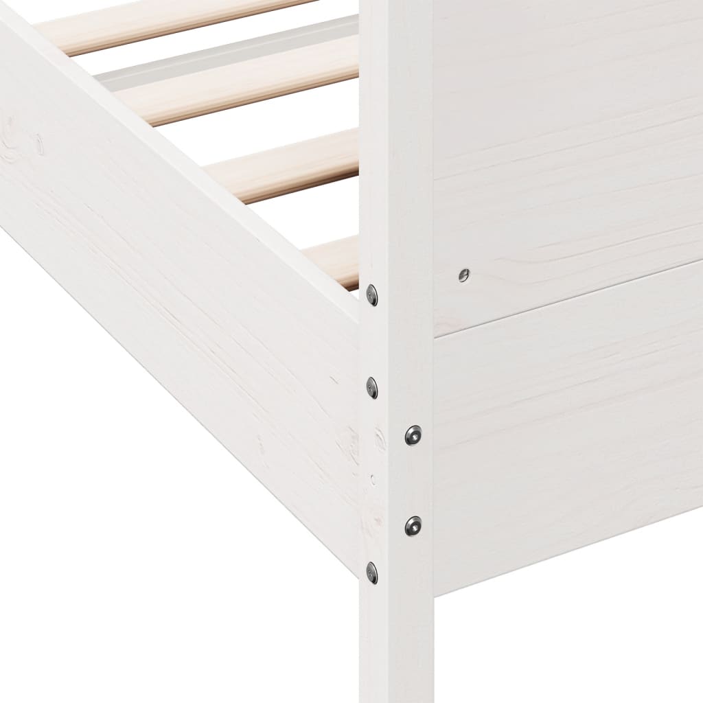 sengeramme uden madras 75x190 cm massivt fyrretræ hvid