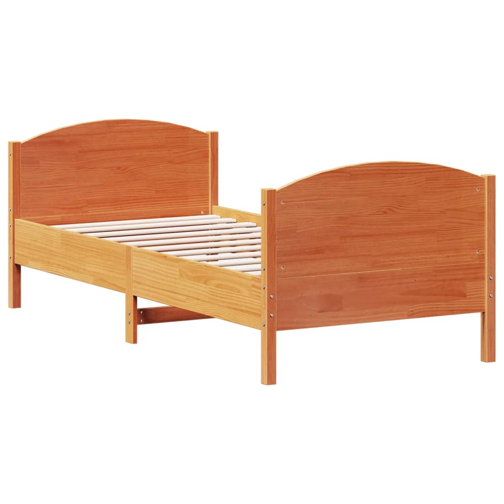 sengeramme uden madras 75x190 cm massivt fyrretræ gyldenbrun