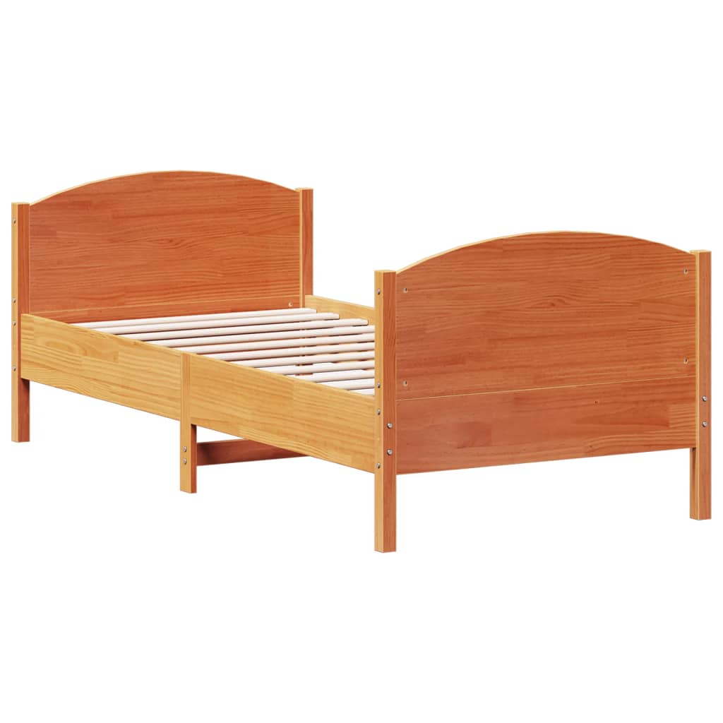sengeramme uden madras 75x190 cm massivt fyrretræ gyldenbrun