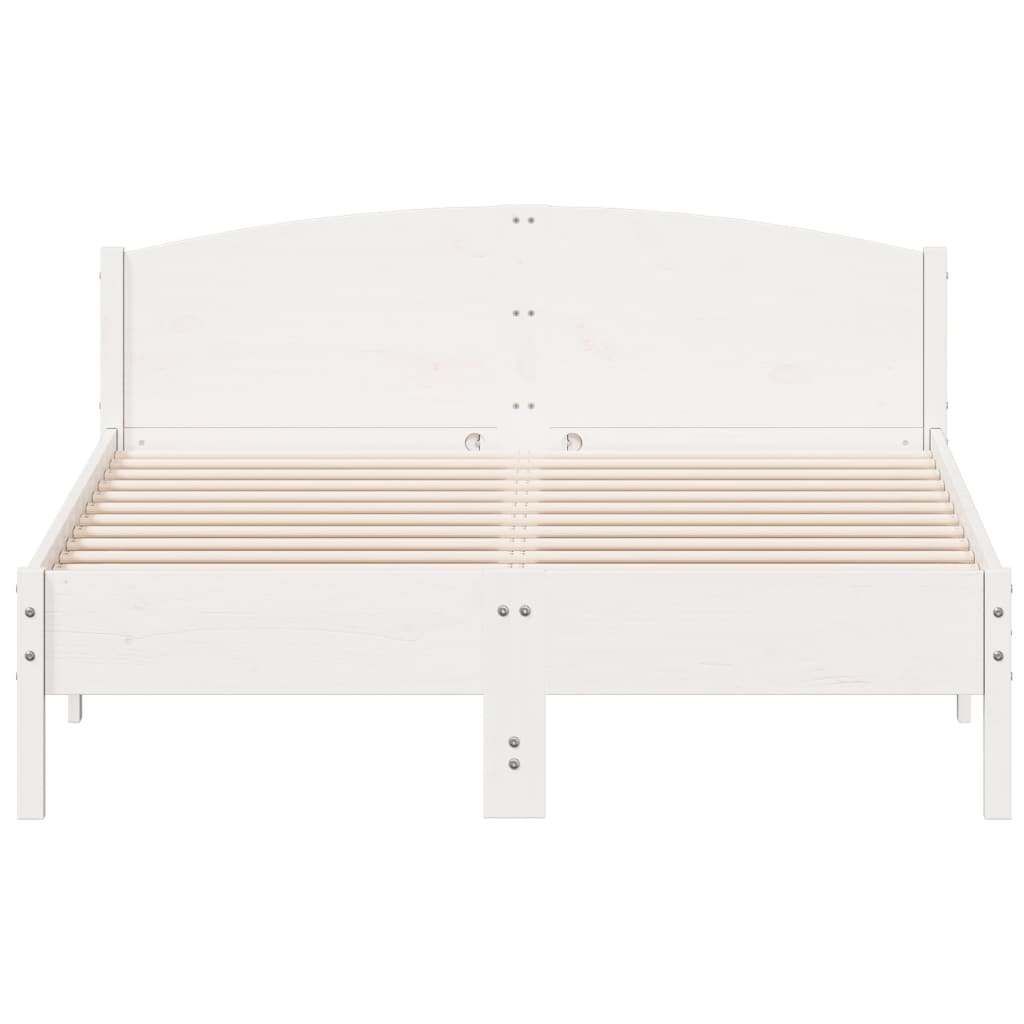 sengeramme uden madras 140x200 cm massivt fyrretræ hvid