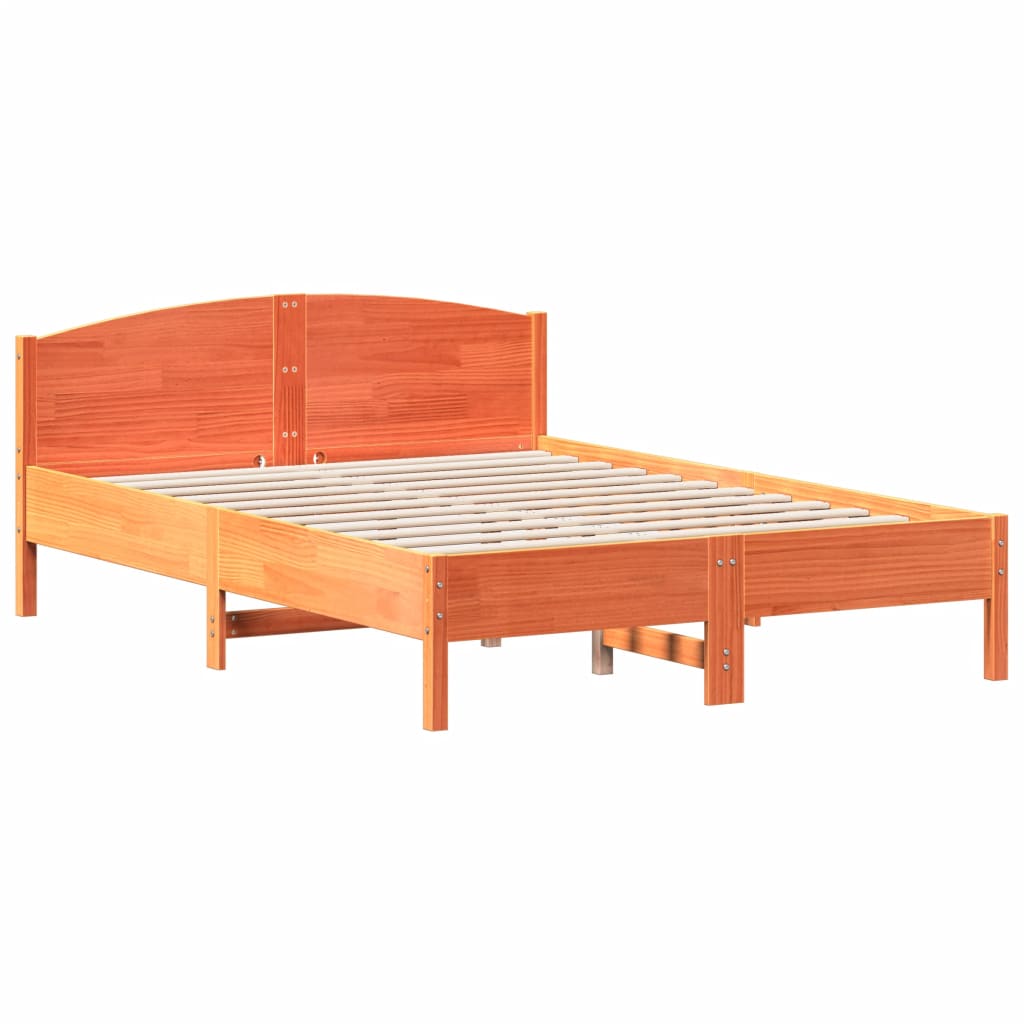 sengeramme uden madras 140x200 cm massivt fyr gyldenbrun