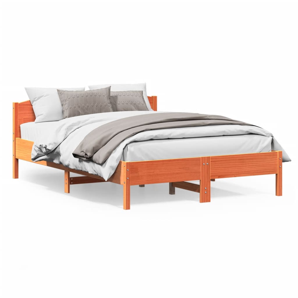 sengeramme uden madras 140x200 cm massivt fyr gyldenbrun