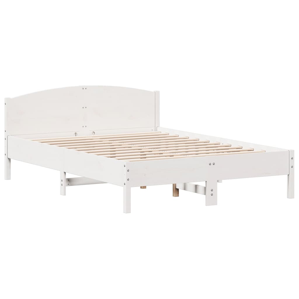 sengeramme uden madras 120x200 cm massivt fyrretræ hvid