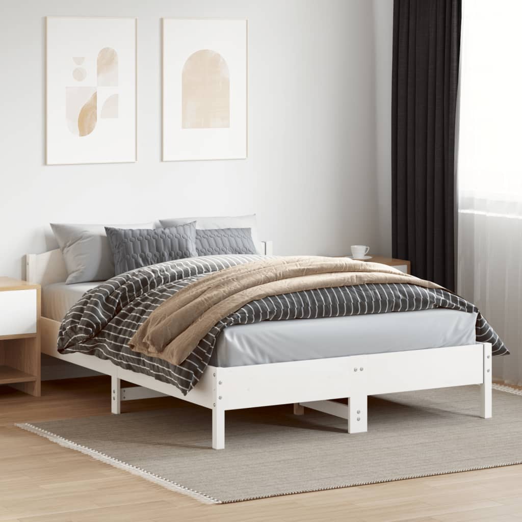 sengeramme uden madras 120x200 cm massivt fyrretræ hvid