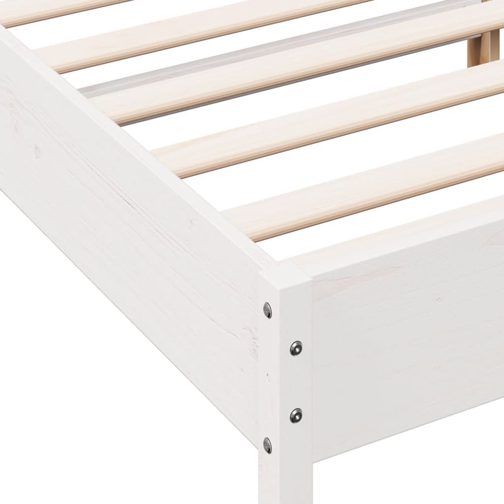 sengeramme uden madras 120x200 cm massivt fyrretræ hvid