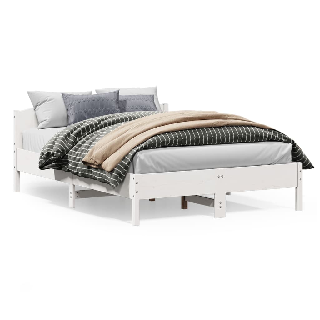 sengeramme uden madras 120x200 cm massivt fyrretræ hvid