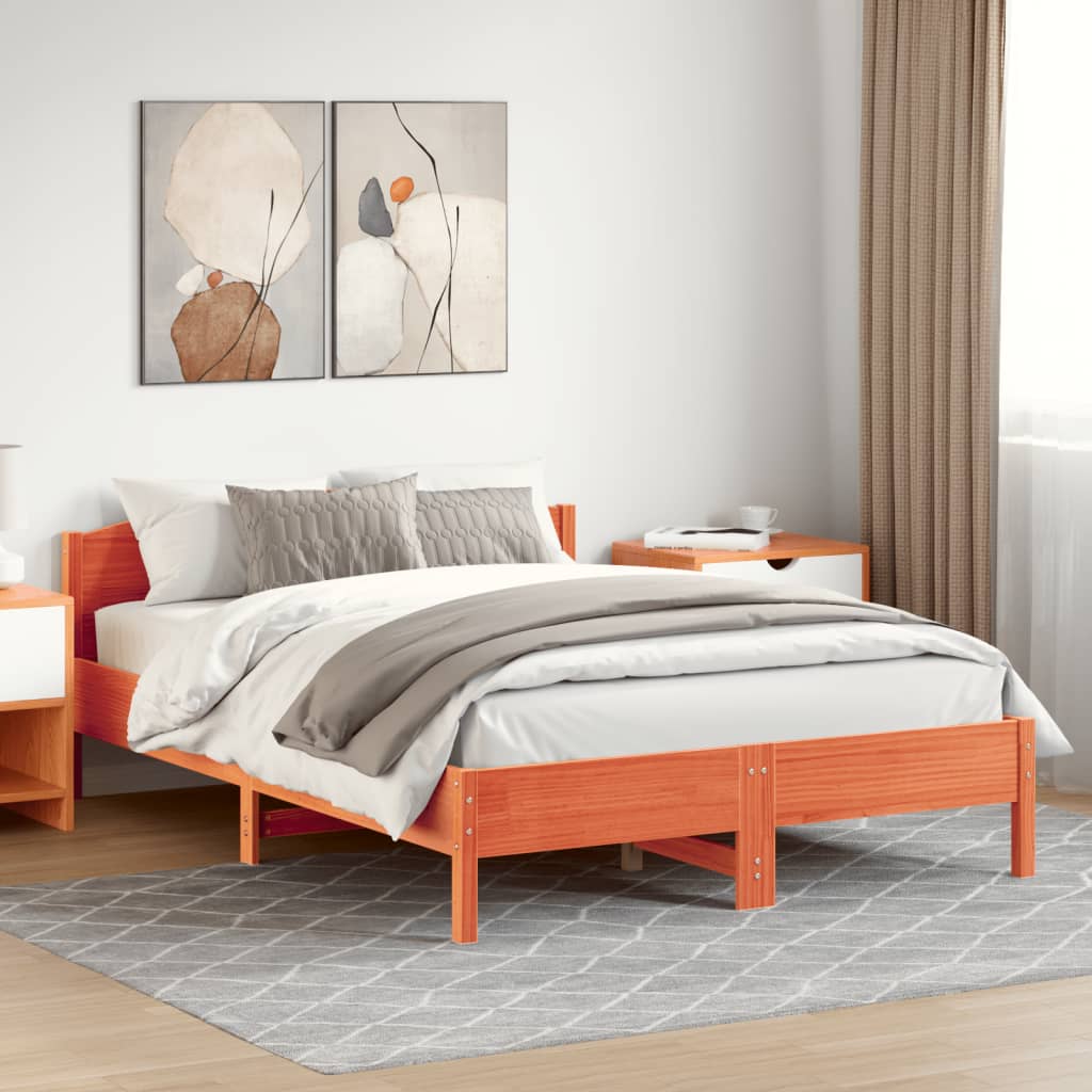 sengeramme uden madras 120x200 cm massivt fyrretræ gyldenbrun