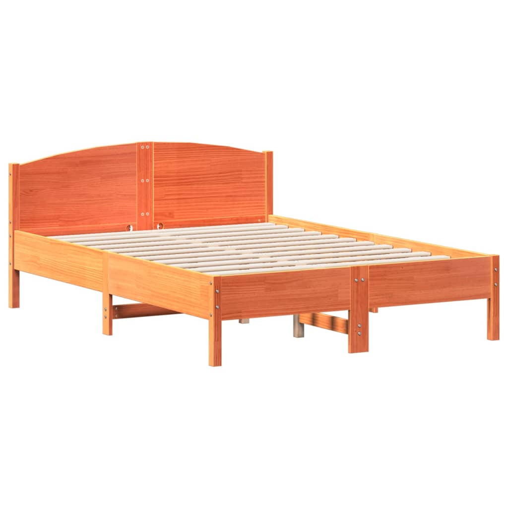 sengeramme uden madras 140x190 cm massivt fyrretræ gyldenbrun