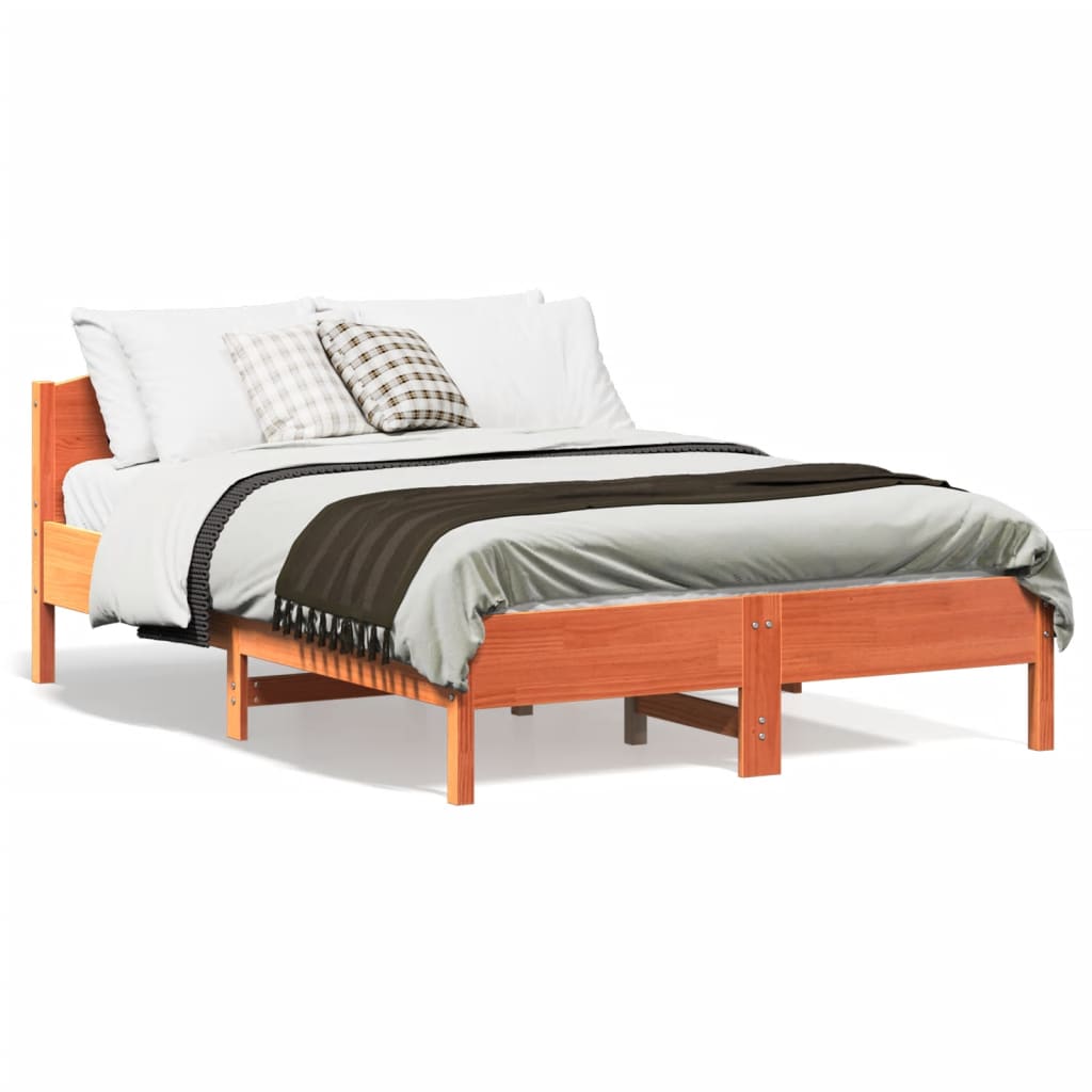 sengeramme uden madras 140x190 cm massivt fyrretræ gyldenbrun
