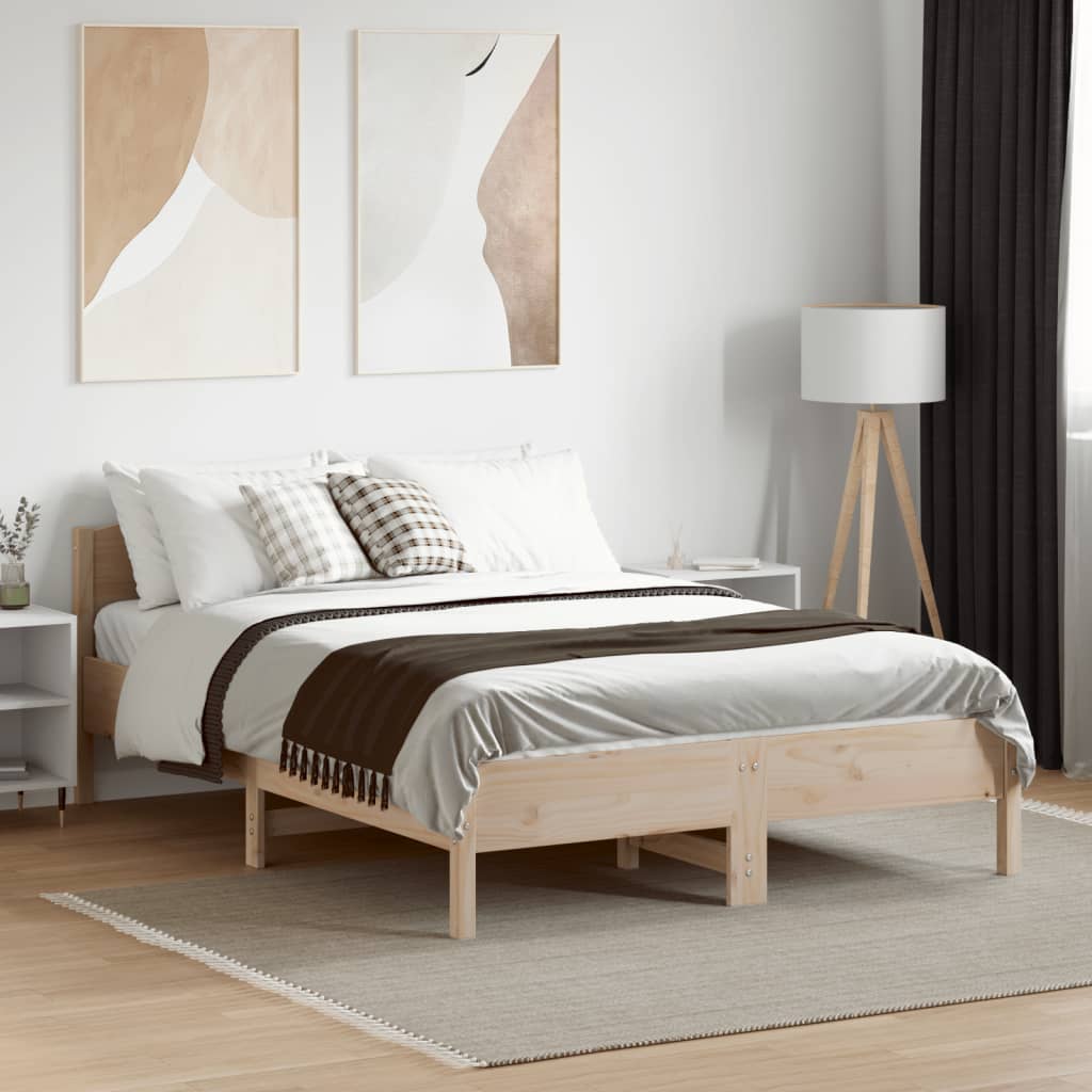 sengeramme uden madras 135x190 cm massivt fyrretræ hvid