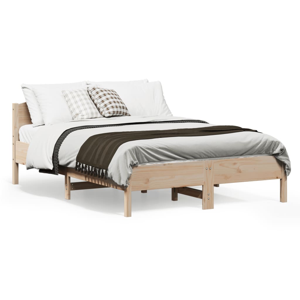 sengeramme uden madras 135x190 cm massivt fyrretræ hvid