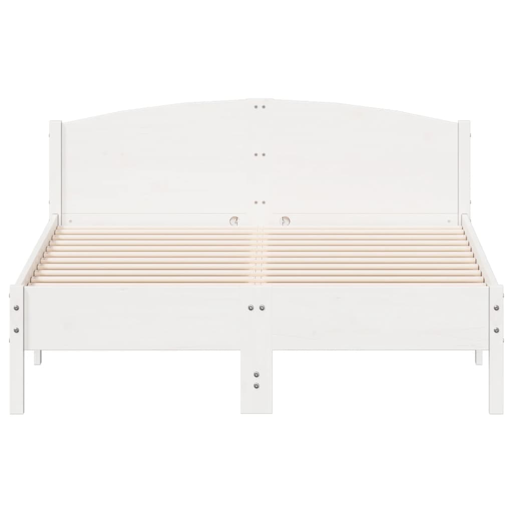 sengeramme uden madras 135x190 cm massivt fyrretræ hvid