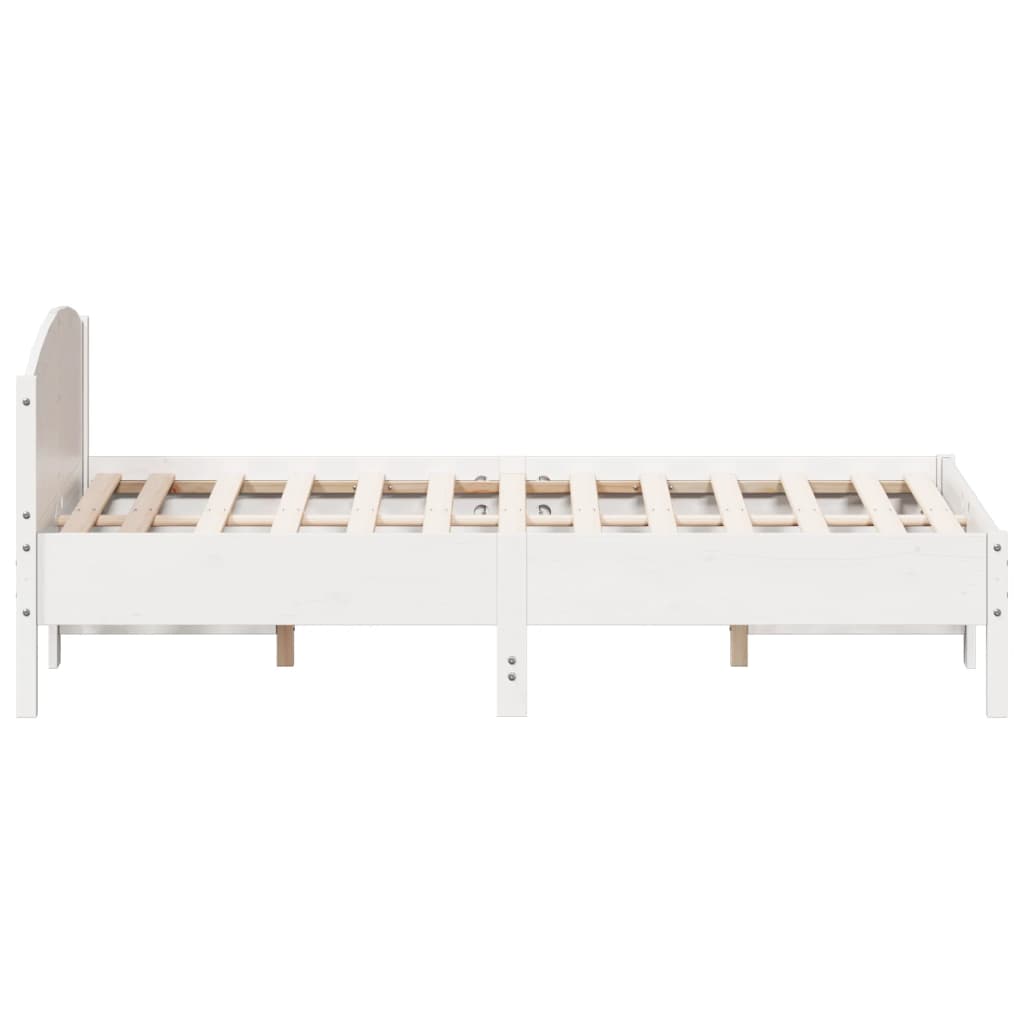 sengeramme uden madras 135x190 cm massivt fyrretræ hvid