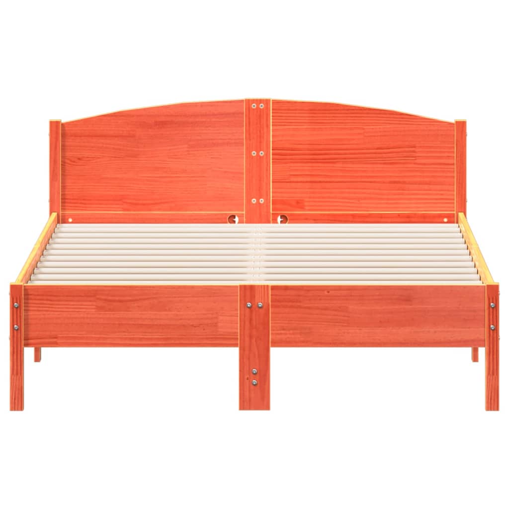 sengeramme uden madras 135x190 cm massivt fyrretræ brun
