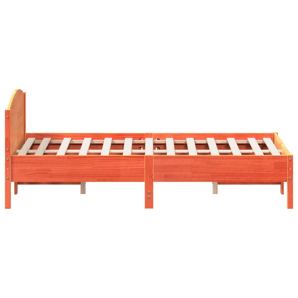 sengeramme uden madras 135x190 cm massivt fyrretræ brun