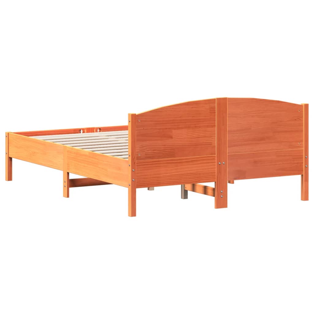 sengeramme uden madras 135x190 cm massivt fyrretræ brun